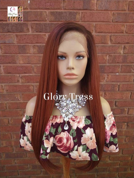 Lace Front Wig, Straight Wig, Glory Tress, Copper Red Wig, Human Hair Blend Wig, 13 x 4 Free Parting, Ready To Ship// AUTUMN