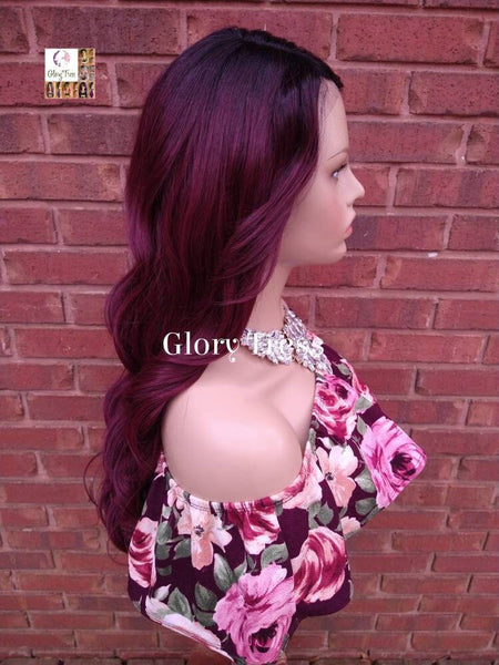 Lace Front Wig, Curly Wig, Glory Tress, Wavy Wig, Burgundy Wig, Dark Cherry Wig, Glory Tress, NEW ARRIVAL // ROSE
