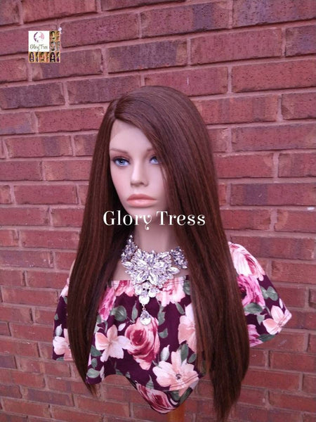 Kinky Straight Lace Front Wig - Natural Yaki Straight Wig - Glory Tress -Brown Wig - African American Wig - ON SALE // GRATEFUL
