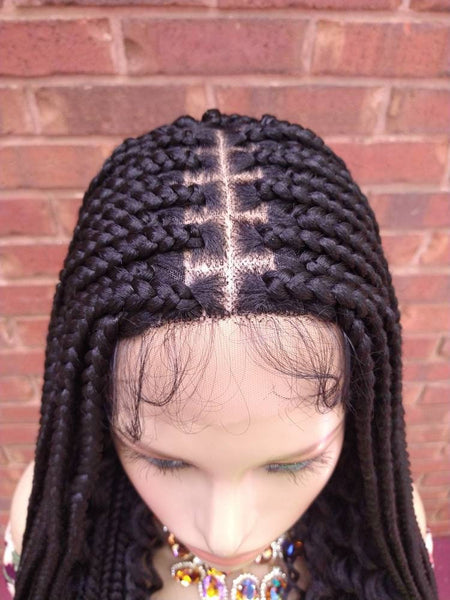 Bohemian Knotless Crochet Braid Wig Lace Front Wigs Curly Black Wig Glory Tress African American Wigs Gift For Her | TRIBAL QUEEN2