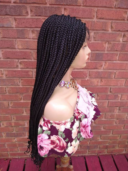 Bohemian Knotless Crochet Braid Wig Lace Front Wigs Curly Black Wig Glory Tress African American Wigs Gift For Her | TRIBAL QUEEN2