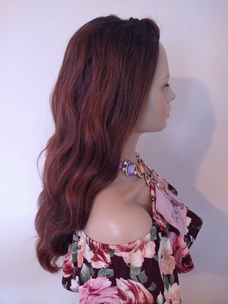 Ombre Dark Auburn Half Wig Wavy Wigs For Women Synthetic Heat safe Wig Yaki African American Wig Alopecia Chemo Wig Glory Tress - ADMIRE