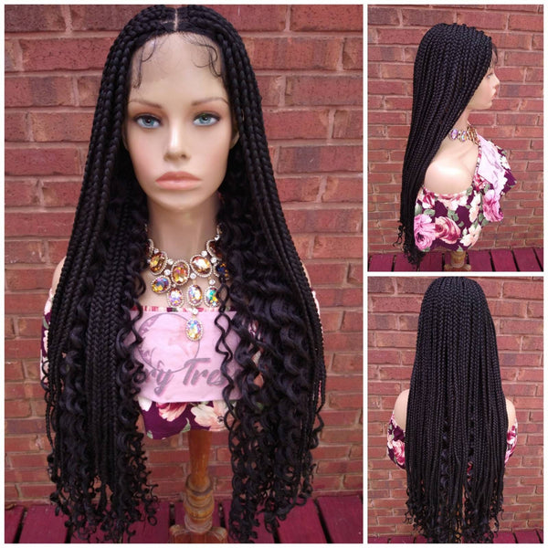Bohemian Knotless Crochet Braid Wig Lace Front Wigs Curly Black Wig Glory Tress African American Wigs Gift For Her | TRIBAL QUEEN2
