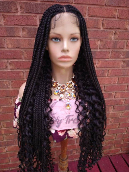 Bohemian Knotless Crochet Braid Wig Lace Front Wigs Curly Black Wig Glory Tress African American Wigs Gift For Her | TRIBAL QUEEN2