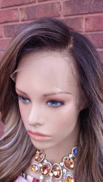 26" Curly Lace Front Wig Pre-Plucked HD Lace Wig Human Hair Blend Ash Blonde Wig With Highlights 13X6 Free Parting Glory Tress - GLAMOUR