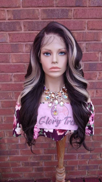 Curly Lace Frontal Wig Pre-Plucked HD Lace Wig Yaki Human Hair Blend Brown & Blonde Wig For Women 13X6 Free Parting Glory Tress- ROYALTY