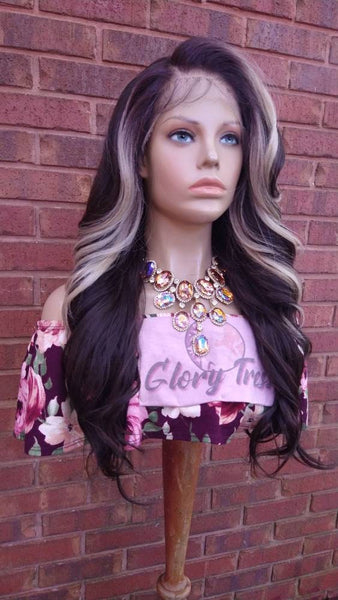 Curly Lace Frontal Wig Pre-Plucked HD Lace Wig Yaki Human Hair Blend Brown & Blonde Wig For Women 13X6 Free Parting Glory Tress- ROYALTY