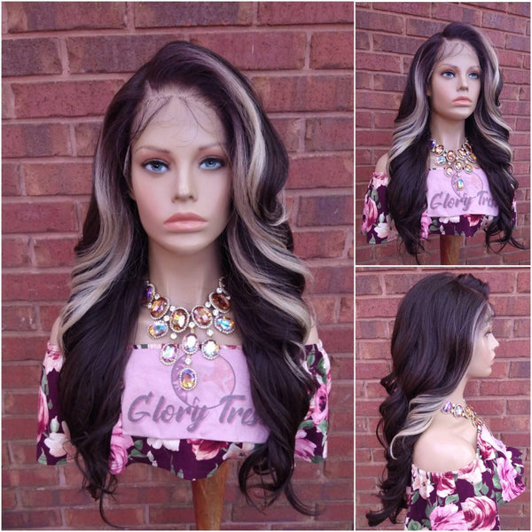 Curly Lace Frontal Wig Pre-Plucked HD Lace Wig Yaki Human Hair Blend Brown & Blonde Wig For Women 13X6 Free Parting Glory Tress- ROYALTY