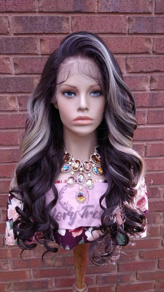 32" Curly Lace Frontal Wig Pre-Plucked HD Lace Wig Yaki Human Hair Blend Brown & Blonde Wig For Women 13X6 Free Parting Glory Tress- LUXURY