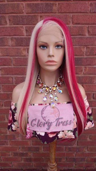 Blonde Red Straight Lace Frontal Wig Pre-Plucked HD Transparent Lace Human Blend Wig 13x6 Free Parting Glory Tress Alopecia Wig - PEPPERMINT