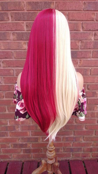 Blonde Red Straight Lace Frontal Wig Pre-Plucked HD Transparent Lace Human Blend Wig 13x6 Free Parting Glory Tress Alopecia Wig - PEPPERMINT