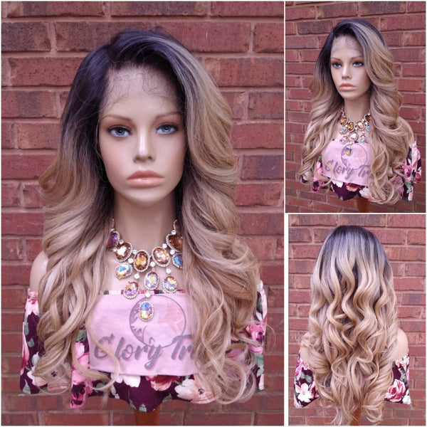 Curly Lace Frontal Wig Pre-Plucked HD Lace Wig Yaki Human Hair Blend Blonde Wig For Women 13X6 Free Parting Glory Tress- ROYAL