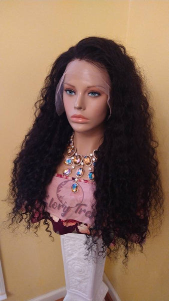 13x4 Deep Wave Frontal Wig | 26" HD Transparent Lace Front Wigs | 100% Brazilian Human Hair | African American Wig | Glory Tress