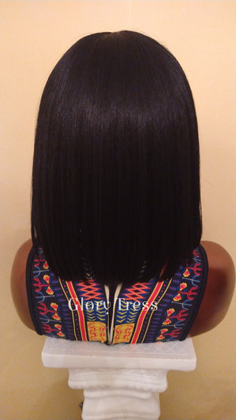 Egyptian Bob Wig | 100% Human Hair Blend Wig | Straight Full Wig | China Bob Wig With Bangs | African American Wig / EGYPTIAN QUEEN