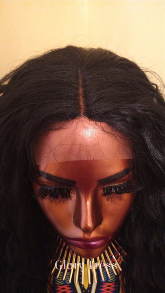 Curly Lace Front Wig | 13x 6 HD Lace Human Hair Blend Wig | African American Wig |Curly Black Wig | Glory Tress -QUEEN ESTHER