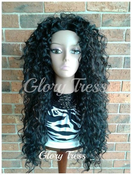 26" Long Beach Curly Half Wig Black Curly Wig For Women Kinky Curly Wig Glory Tress Wigs Halloween Costume Wig - COURAGE