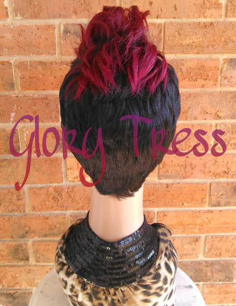 CLEARANCE //Wig, Glory Tress, Mohawk Wig, Ombre Mohawk Full Wig, Short Razor Cut Wig // REPENT