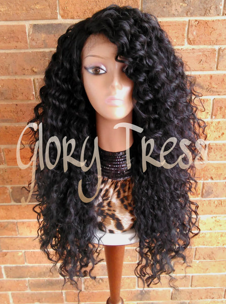 ON SALE // Long Beach Curly Lace Front Wig, Black Curly Wig, Big Curly Hairstyle // DREAM2 (Free Shipping) - Glory Tress
