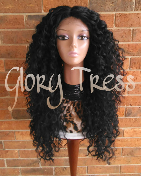 ON SALE // Long Beach Curly Lace Front Wig, Black Curly Wig, Big Curly Hairstyle // DREAM2 (Free Shipping) - Glory Tress