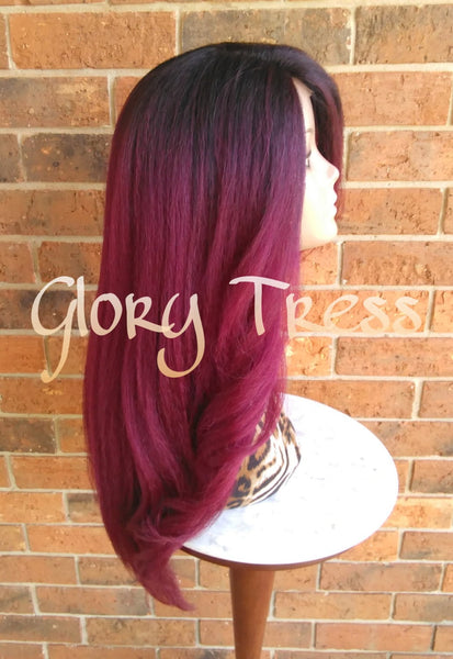 Voluminous Kinky Curly Lace Front Wig, Natural Yaki Wig, Blown Out Hairstyle, African American Wig // CROWN (Free Shipping)