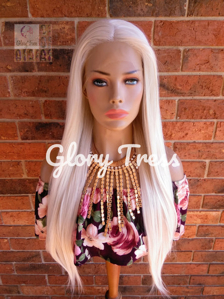 White Platinum Blonde Lace Wig, Long Straight Wig, 60 White Blonde Wig, Free Parting, Soft Swiss Lace, READY To SHIP // PURE