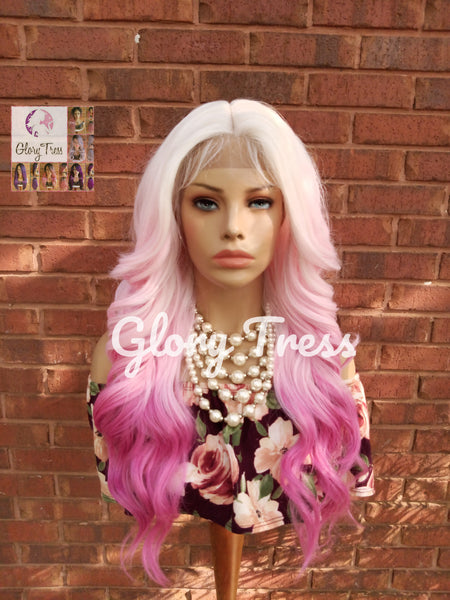 Wavy Lace Front Wig, Wig, Ombre Pink Wig, Glory Tress, Pink Wig, Unicorn Haircolor, Cosplay Wig, Heat Safe, ON SALE // DIVA