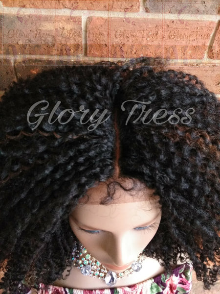 Kinky Curly Lace Front Wig, Big Curly Afro Wig, Black Wig With Auburn Highlights, Curly Wig, ON SALE // GRAND - Glory Tress