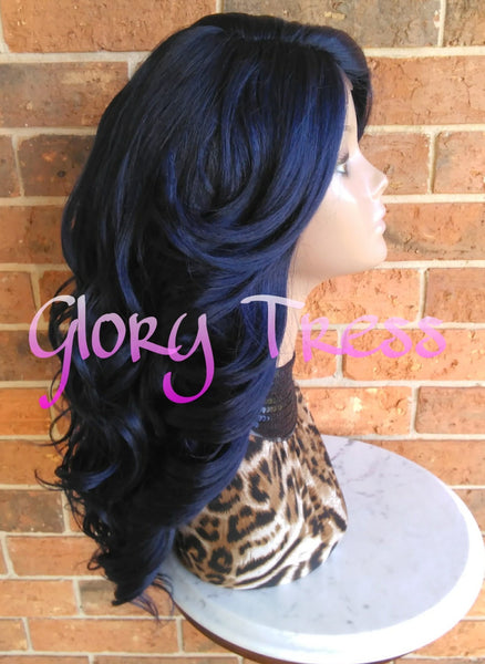 Lace Front Wig, Curly Lace Front Wig, Blue Wig, Glory Tress, Wig, Heat Safe, On Sale // SALVATION