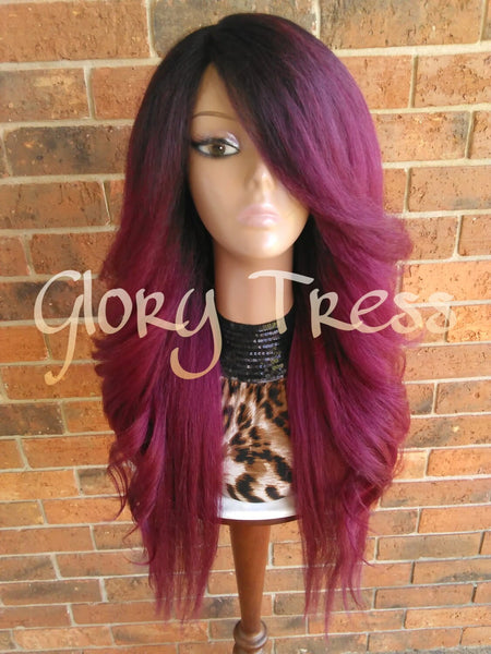 Voluminous Kinky Curly Lace Front Wig, Natural Yaki Wig, Blown Out Hairstyle, African American Wig // CROWN (Free Shipping)