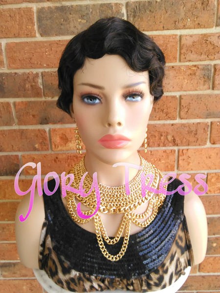 ON SALE // Short Finger Wave Full Wig, 100% Remy Brazilian Human Hair, 1920s Vintage Hairstyle // REVIVE - Glory Tress