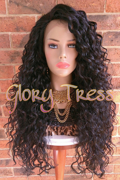 Long Beach Curly Lace Front Wig, 100% Brazilian Human Hair Blend, Big Curly Wig, Free Parting,  // CRYSTAL (Free Shipping)