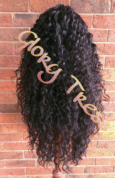 Long Beach Curly Lace Front Wig, 100% Brazilian Human Hair Blend, Big Curly Wig, Free Parting,  // CRYSTAL (Free Shipping)