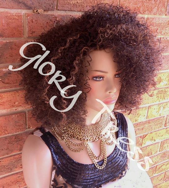 Kinky Curly Wig, Short Curly Half Wig, Big Natural Afro Wig, African American Wig // TRUST3