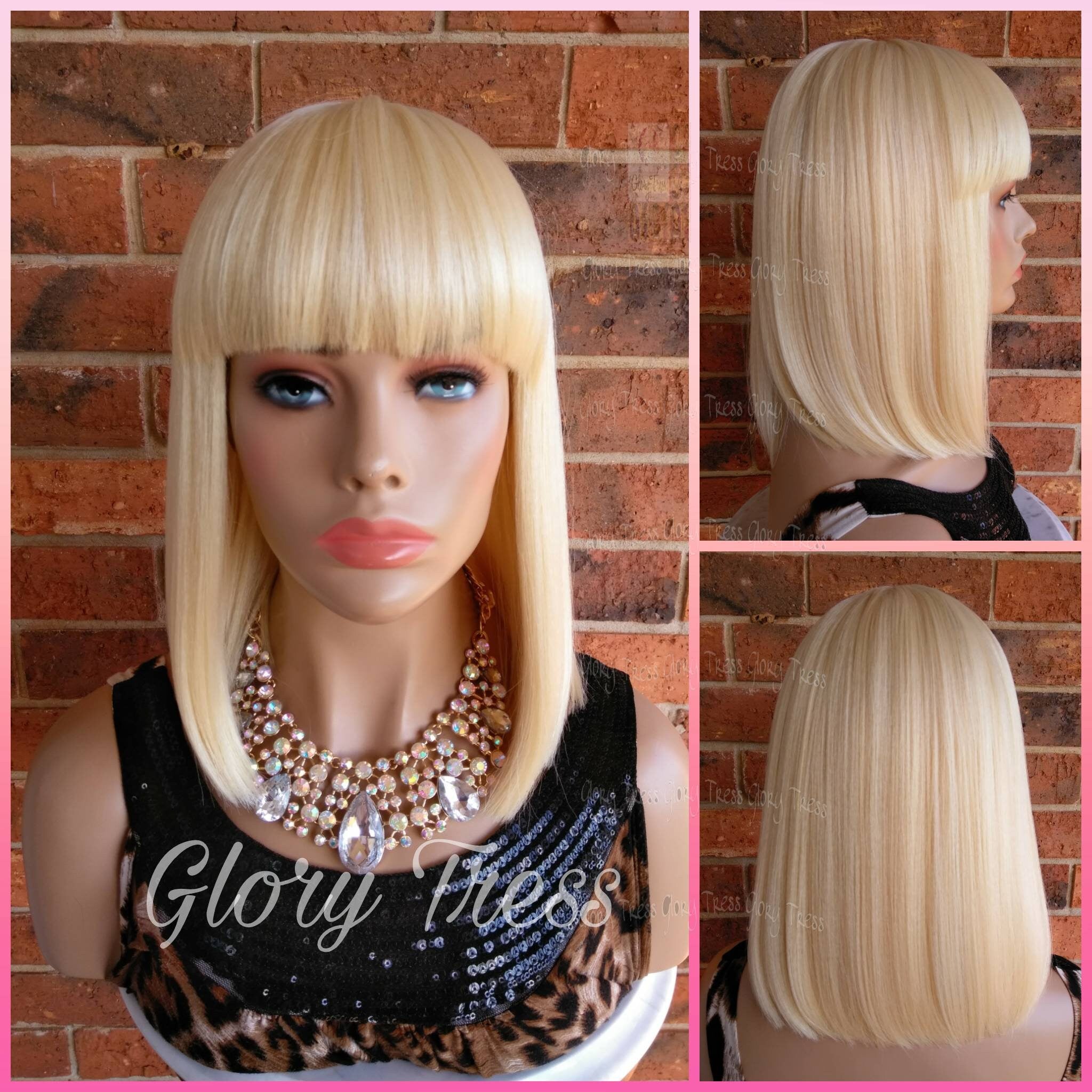Wigs - Blonde Wig - Glory Tress - Full Cap Wig - China Bang wig - Human Hair Blend Wig - Straight Wig - ON SALE // CHARITY
