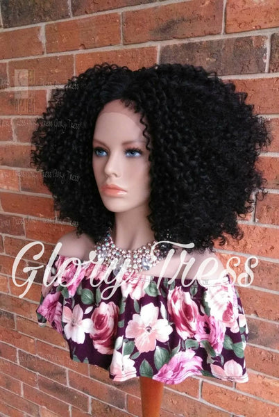 Kinky Curly Lace Front Wig, Big Curly Afro Wig, Black Curly Wig//VASHTI