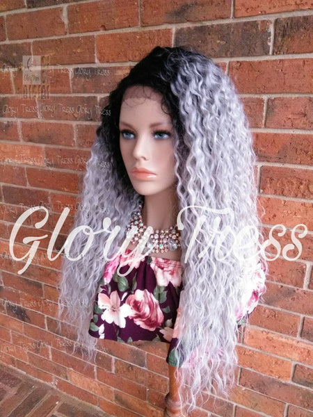 READY To SHIP // Silver Gray Lace Front Wig, Long Deep Wavy Wig, Ombre Platinum Silver Wig, Wigs, Soft Swiss Lace // STORMY