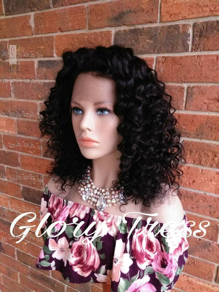 Curly Lace Front Wig, 100% Brazilian Virgin Human Hair Wig, Unprocessed Remy Human Hair, Black Wig, Free Parting, ON SALE //PEACE