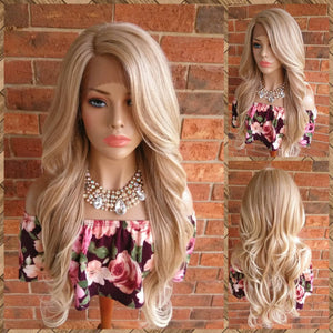 Lace Front Wig,  Wavy Lace Front Wig, Blonde Wig With Platinum Blonde Highlights, Layered Wig, Heat Safe, On Sale // RESPECT