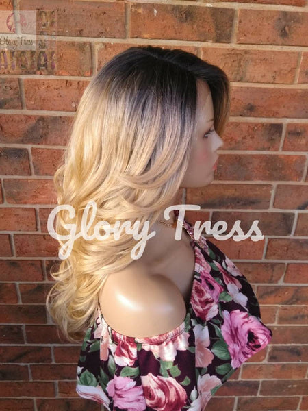 Lace Front Wig -  Blonde Wig - Glory Tress - Wigs - Curly Wig- Ombre Wig -  Golden Platinum Blonde Wig -  READY To SHIP // SALVATION