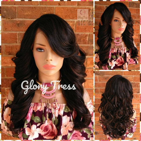Long & Curly Lace Front Wig, Glory Tress, Black Bombshell Wig, On Sale // SALVATION