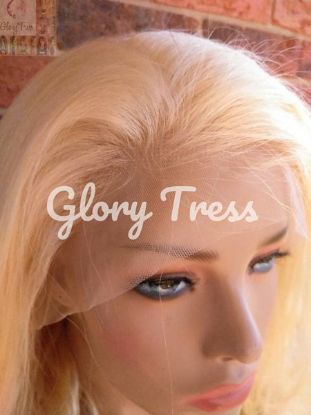 Wavy Blonde Lace Front Wig, Human Hair Wig, 100% Brazilian Remy Wig, 613 Blonde, 13x4 Free Parting, 10"-24" Custom Wig// FERVENT2
