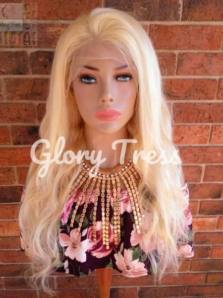 Wavy Blonde Lace Front Wig, Human Hair Wig, 100% Brazilian Remy Wig, 613 Blonde, 13x4 Free Parting, 10"-24" Custom Wig// FERVENT2