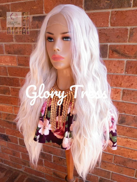 White Platinum Blonde Lace Wig,  Long Wavy Wig, 60 White Blonde Wig,  Free Parting, Soft Swiss Lace, ON SALE // LOVE