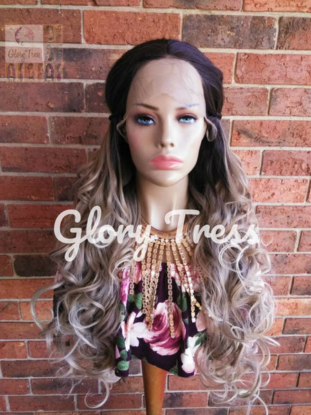 Lace Front Wig, Curly Lace Front Wig, Wigs, Wedding Hairstyle, Braided Wig, Ombre Blonde Wig, Free Parting, Ash Blonde Wig // ELEGANCE