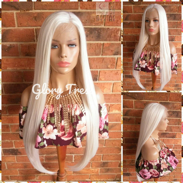 24" Lace Front Wig #60 White Blonde Wig For White Women Platinum Blonde Wig Straight Blonde Wig Glory Tress Wigs Free Parting Wig - PURITY