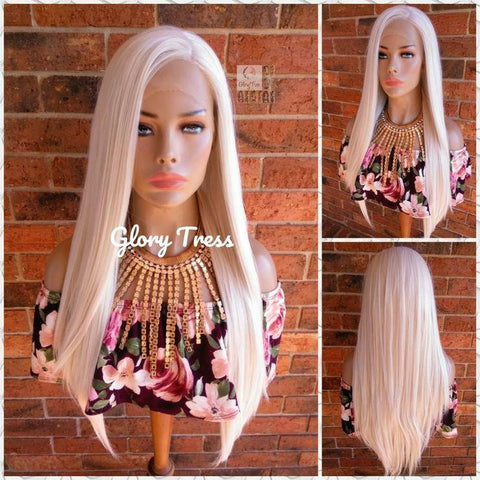 Lace Front Wig, Wigs, White Platinum Blonde Wig,  Long Straight Wig, 60 White Blonde Wig,  Free Parting, Soft Swiss Lace, ON SALE // PURE