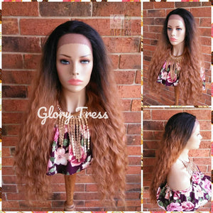 Deep Wavy Lace Front Wig, Ombre wig, Wavy Auburn Wig, African American Wig, READY To SHIP // SHEBA
