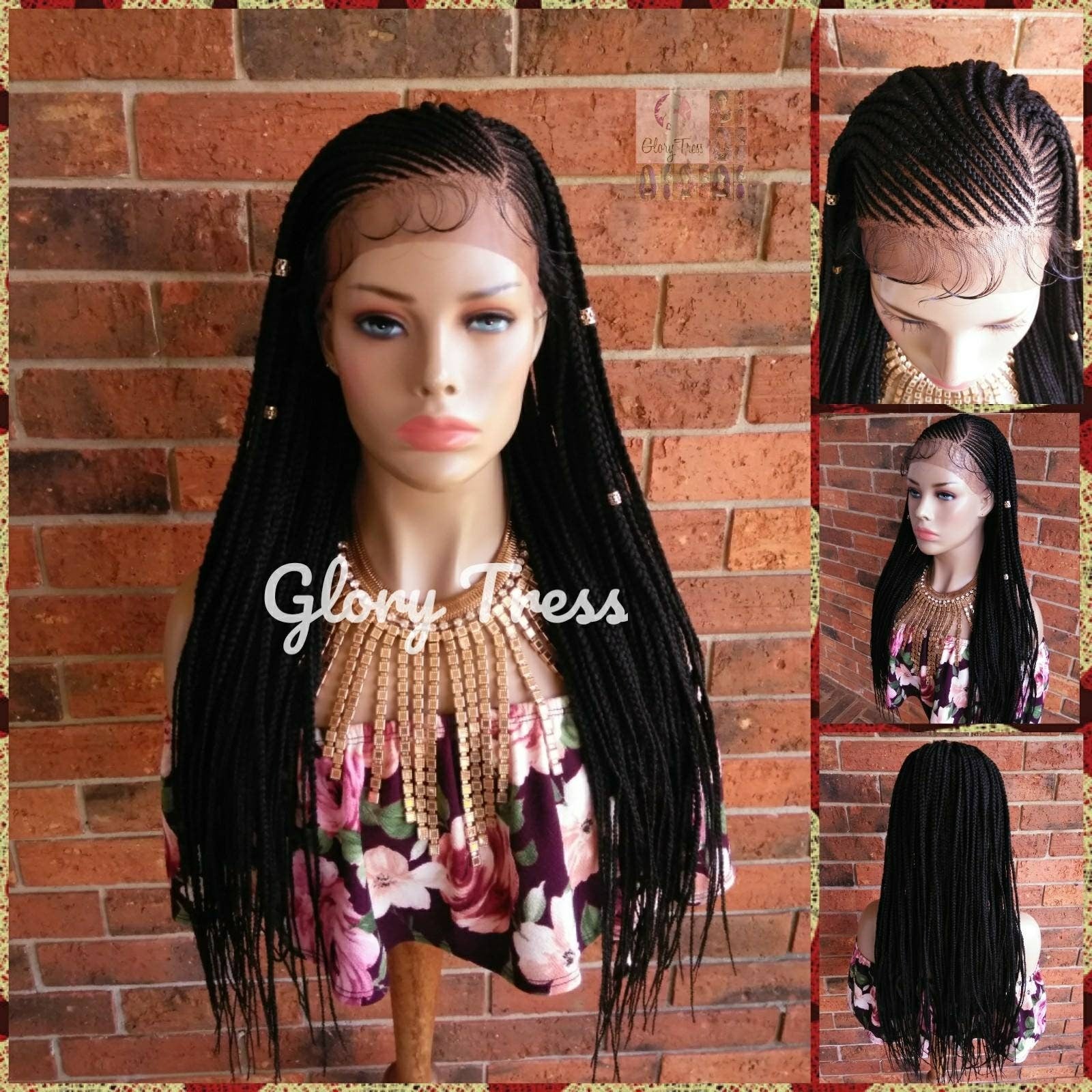 Senegalese Box Braided Lace Front Wig, Hand-Braided Senegal Wig, Corn Row Wig, African American Wig, 13x4 Lace / PERFECT