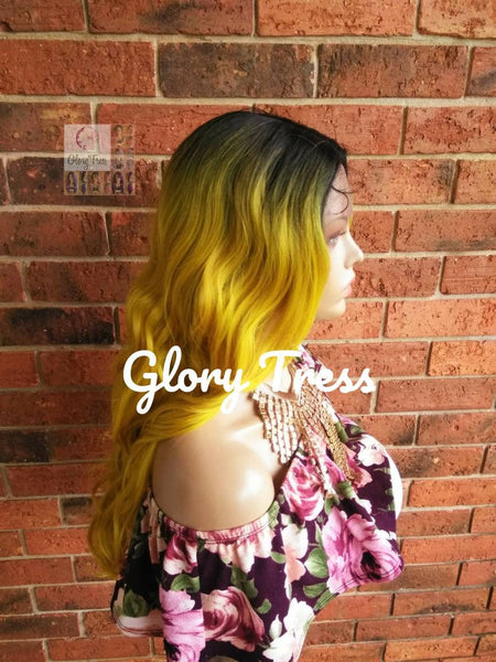 Lace Front Wig, Wavy Lace Front Wig, Wigs, Ombre Wig, Wig, Ombre Yellow Wig, Glory Tress, Cosplay Wig, Heat Resistant Wig, CLEARANCE / SUNNY