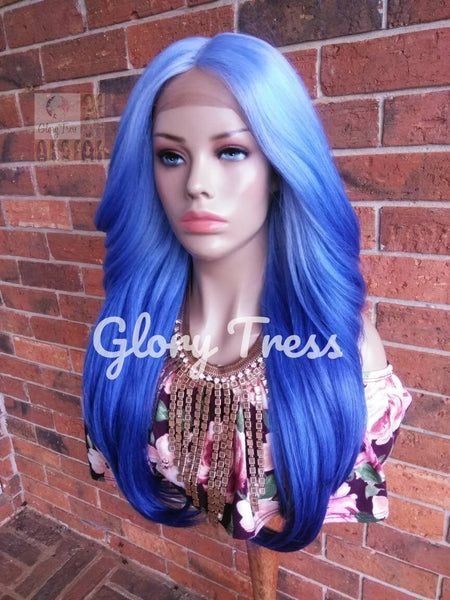 Ombre Blue Wig, Long Loose Curly Lace Front Wig, Yaki Texture, Glory Tress Wig, ON SALE // GLADNESS